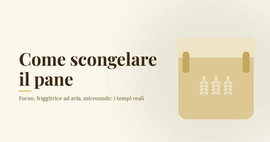 Sacchetto di tela chiaro con tre spighe di grano su fondo crema