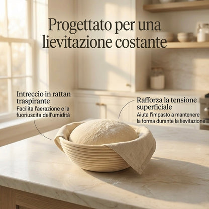 Cestino da lievitazione in rattan naturale