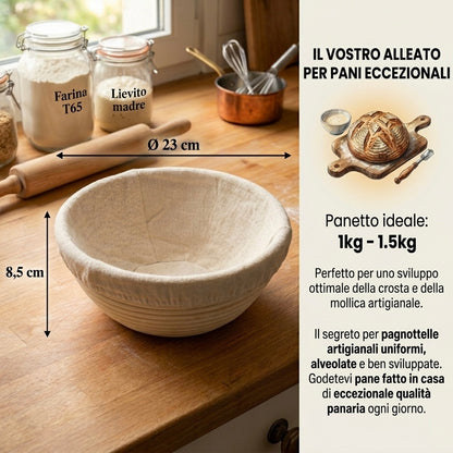 Cestino da lievitazione in rattan naturale